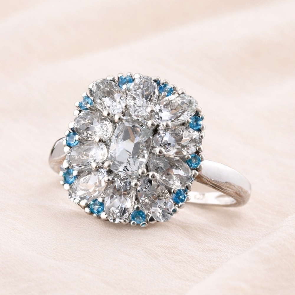 Brazilian Espírito Santo Aquamarine & Neon Apatite Ring